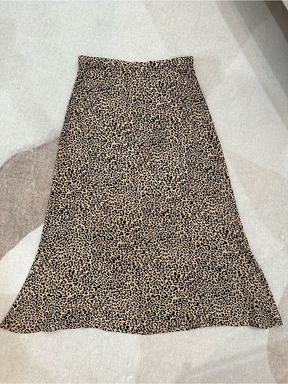 Leopard Print A-Line Midi Skirt in Tan and Black